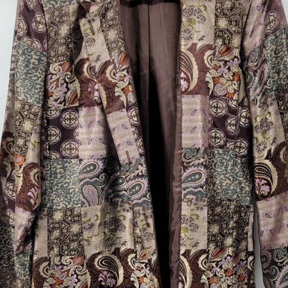 Graff Wear Chocolate Brown Patchwork Blazer Jacket Medium - Picture 6 of 6